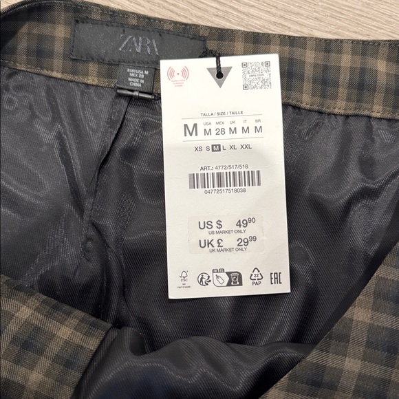 NWT Zara Plaid Lace Mini Skirt - Picture 3 of 4